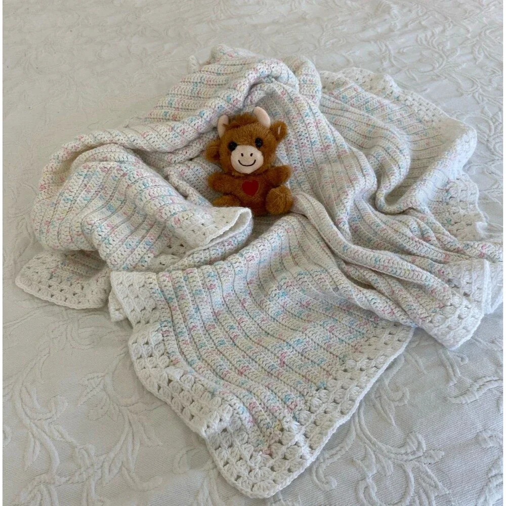 Vintage Infant Baby‎ Afghan Blanket Handmade Swaddle Wrap Keepsake Heirloom Gift